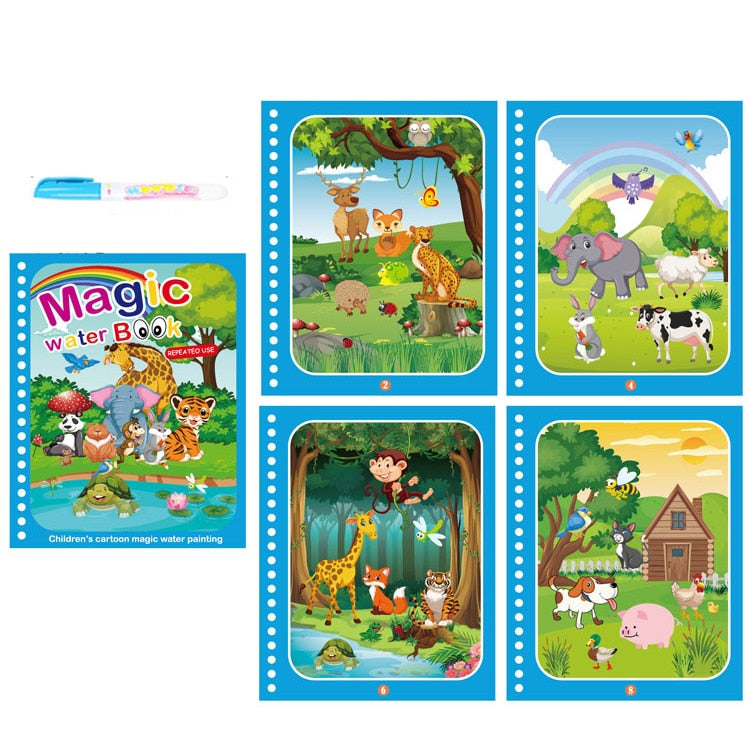 Reusable Magic Aqua Drawing Book- Montessori Educational Toys For Children: Fine Motor Skill and Sensory Development