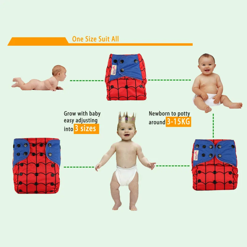 [Littles&Bloomz]2024 Washable Reusable Cloth Diaper Ecological Adjustable Real Pocket Nappy Fit 0-2year 3-15kg Baby Insert