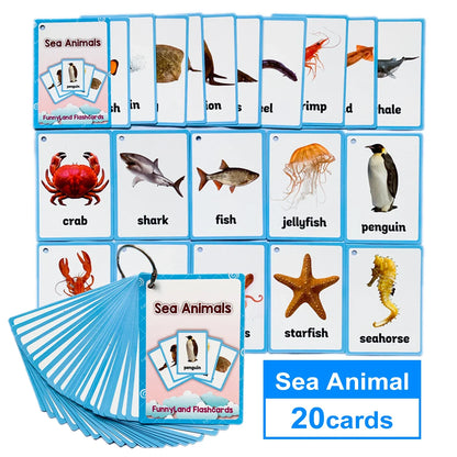 Kids Montessori Baby Learn English Word Card Flashcards Cognitive Educational Toys Picture Memorise Games Gifts for Children