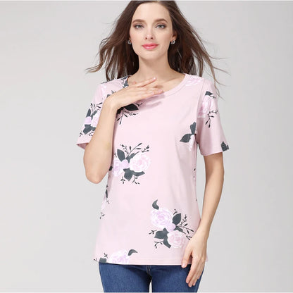 Emotion Moms Short Sleeve Maternity Clothes Summer Maternity T-shirt Lactation Tops for Pregnant Women Breastfeeding Shirts