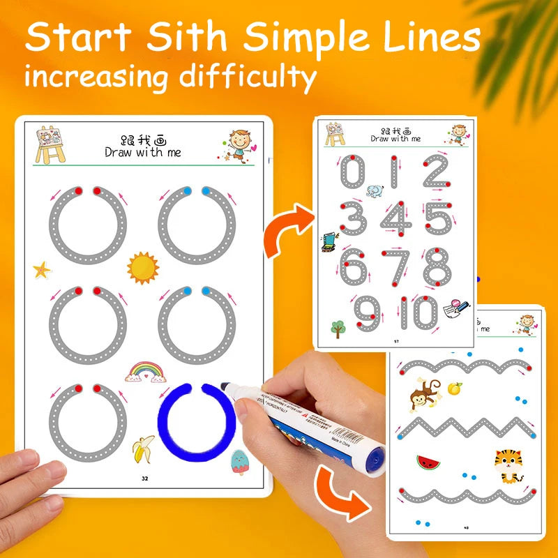 Educational Toy Children Montessori Drawing Toy Pen Control Training Color Shape Math Match Game Set Toddler Learning Activities