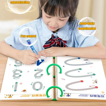 136Page Children Montessori Drawing Toy Pen Control Training Color Shape Math Match Game Set Toddler Learning Educational Toy